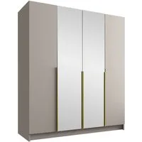 MIRJAN24 Kleiderschrank Santi II (mit vier Drehtüren) Kleiderstange, Metallgriffe, Frontspiegel