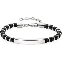 Firetti Edelstahlarmband Schmuck Geschenk Armkette mit schwarzen Achatkugeln, mit Achat