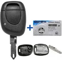 mt-key Auto Schlüssel Ersatz Gehäuse + 1x Rohling NE73 + 1x passende CR1220 Knopfzelle, CR1220 (3 V), für Renault Kangoo Clio Twingo 1220 Funk Fernbedienung