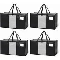 relaxdays Aufbewahrungstasche Umzugstasche 100 Liter (4-tlg), schwarz, 4er Pack