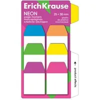 Erich Krause Haftnotizblock, Seitenmarker 25mm Neon Plastik beschriftbar & wiederablösbar 60 Blatt