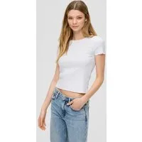 QS Kurzarmshirt T-Shirt Cropped Top mit Rippstruktur