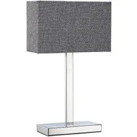 STANBOW Tischleuchte Tischlampe mit Leinenschirm & Metallsockel im Modern-Stil, ohne Leuchtmittel, Grauer Leinenschirm, E27 - für Sideboard & Nachttisch