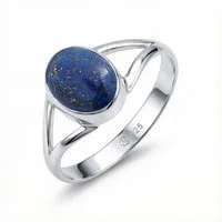 mantraroma Silberring HARDIN aus 925 Silber mit Lapis Lazuli (Ring mit Schmuckbeutel), Damenring aus 925er Silber