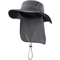 FOUORTUNATE-BEE Sonnenhut Outdoor-Sonnenhut Damen Herren mit breiter Krempe Mesh (mit Nackenklappe und Kinnriemen Sommer Hut, Faltbar und Schnell trocknend, Leichter) für Wandern, Strand und Reisen