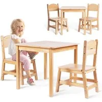 Mamabrum Kinderstuhl Holz-Kinder-Set: Tisch & 2 Stühle aus Kiefer – Mamabrum