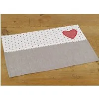 matches21 HOME & HOBBY Platzset Tischset Landhaus Premium ROSI Punkte & Herz grau weiß 33x48 cm, (1-St)