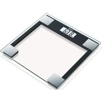 BEURER Personenwaage GS 14 mit Wiegefläche aus extra klarem Sicherheitsglas, Flache Bauhöhe, Tragkraft bis 150 kg, Überlastungsanzeige