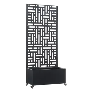casa.pro Blumenkasten, Schwarz, Metall, Rechteckig, 82x190x38 cm, Gartenzubehör, Blumentöpfe