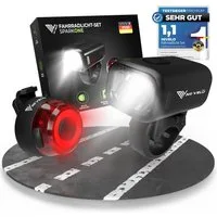 MIVELO Fahrradbeleuchtung SPARK Fahrradlicht Set Akku USB aufladbar StVZO zugelassen wasserdicht, 50 Lux