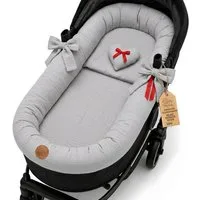 Totsy Baby Kinderwagen-Bezug Stubenwagen Umrandung Musselin Nestchen Set 3tlg Kissen Einlage Baby
