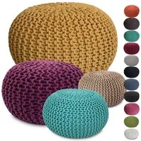 Amagohome Sitzhocker Strickhocker Pouf Ø45 o. 55cm Bodenkissen Sitzpouf XXL Baumwolle recyc