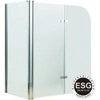 Feel2Home Badewannenaufsatz Eck-Duschabtrennung Badewannenaufsatz Duschkabine Badewannenfaltwand, Aluminium, Glas, (Stück, 1 tlg), Gehärtetes Glas, Schnell zu reinigen