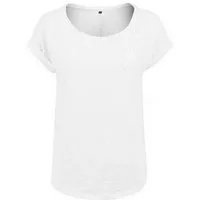 Build Your Brand Rundhalsshirt Damen Long Slub Tee / Hinten extra lang geschnitten