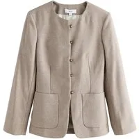 Next Jackenblazer Kragenloser, körpernaher Blazer, Kurzgröße (1-tlg)