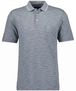RAGMAN - Softknit-Polo gestreift, Flammdesign grau-melange - Gr. - S