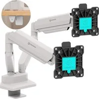 ONKRON Monitor-Halterung 13-32 Zoll, bis 10 kg pro Arm, VESA 75x75-100x100, G160-BW, (bis 32 Zoll, neigbar, schwenkbar, drehbar, Gasdruckfeder, Kabelmanagement)