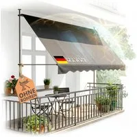 Heimfleiss® Klemmmarkise Klemmmarkise Balkon ohne Bohren Sonnenschutz UPF 50+ Klemmmarkise 350 cm breit, anthrazit, höhenverstellbar