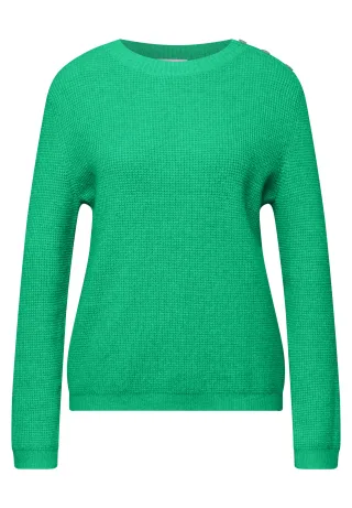 Street One - Pullover mit Knopfdetail arcadia green mel. - Gr. - 36