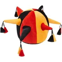 dressforfun Kostüm Bunte Narrenkappe, Schwarz-rot-orangener Hut in Helmform