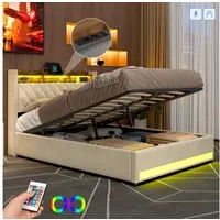 STILVORA Polsterbett mit bettkasten,Stauraumbett Boxspringbett 180×200 mit USB & LED-Licht