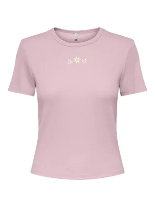 ONLY - ONLDANIELLA S/S RIB TOP CS JRS Pale Lilac - Gr. - M