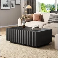 Merax Couchtisch mit Wellenmuster und 2 Schubladen (1-St), Wohnzimmertisch mit Stauraum, 100x50x40 cm