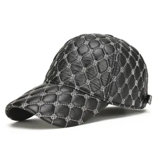 Collrown Genuine Sheepskin Leather Baseball Caps Men Fashion Solid Color Casual Peaked Cap Street Hat 55-61CM