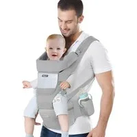 Athlix Bauchtrage Babytrage mit abnehmbarem Hüftsitz atmungsaktiv Komfort, 3-36 Monate, 3-20 kg, Atmungsaktive reine Baumwolle, Komforttrage