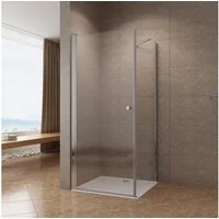 AQUABATOS Eckdusche Duschkabine Eckeinstieg Bad Duschabtrennung mit Drehtür Seitenwand, BxT: 90x70 cm, 6 mm Einscheibensicherheitsglas, Chromoptik,spritzwasserdicht,variable Breite,barrierefrei,Nano Glas