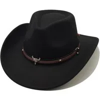 LuxusKollektion Cowboyhut Cowboyhut Westernhut Fedora Herren Damen Einheitsgröße Schwarz 5#