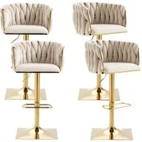 LVHOM Barhocker 360° drehbare moderne Samt-Barstühle, goldene Stuhlbeine (4 St)