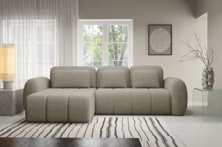 Ecksofa Schlafsofa Sofa CARIA in Stoff Quelle Beige Ottomane Links