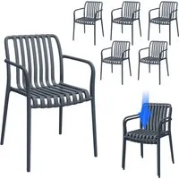 STEELSØN Gartenstuhl Pincoya wetterfest und UV-beständig (anthrazit, 6er Set), stapelbarer Balkonstuhl Kunststoff, verfügbar als 2er/4er/6er Set