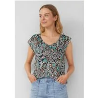 s.Oliver Kurzarmshirt T-Shirt T-Shirt mit weitem Ausschnitt, Cut-out und Schleife