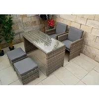 Ragnarök Möbel-Design Garten-Essgruppe HEIMDALL Esstisch Set 2+2, (Set, Polyrattan, Alu), 10 Jahre Garantie auf UV Beständigkeit des Polyrattan, Würfelsystem