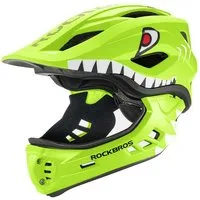 ROCKBROS Fahrradhelm TT-32003 Größe S in Grün, Fullface Kinder MTB BMX Downhill Schutzhelm Helm Belüftet Leicht