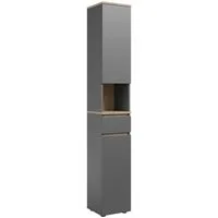 moebel-dich-auf Hochschrank LONDRES (Hochschrank mit Türen, Schublade und offenem Fach, B/H/T: 30/190/30 cm) in kaschmir oder anthrazit, Absetzung: Cremona Eiche