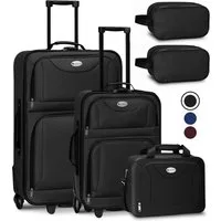 Juskys Trolleyset Athen, 2 Rollen, (5-teilig), 2 Trolley, 1 Umhängetasche, 2 Kosmetiktaschen