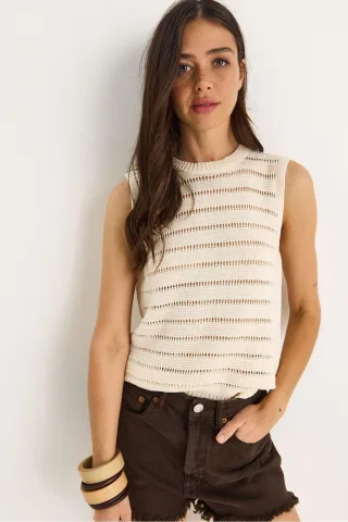Musterte Rundhals Kurze Bluse