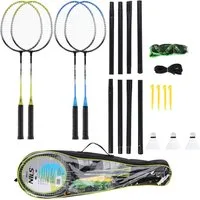 Nils Badmintonschläger NRZ014 Badminton Set mit 4 Schlägern Netz und Federbällen