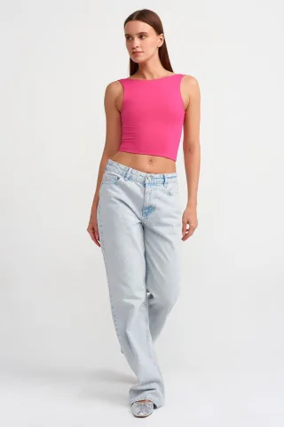 Damen ärmellose Cut-Out Crop-Bluse
