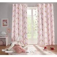 OTTO home Gardine EINHORN (1 St), Ösen, halbtransparent, Kindergardine, Einhorn, Regenbogen, einseitig bedruckt