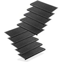 BigDean Stufenmatte 10 Stück Treppenstufenmatten aus Gummi 75 x 25 cm Anti Rutsch, Eckig, Höhe: 3 mm, Outdoor geeignet, Antirutsch, Witterungsbeständig, Easy Clean