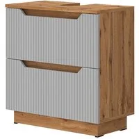 Vicco Waschbeckenunterschrank Lotta, Eiche/grau gestreift, 59.8 x 62.5 cm mit 2 Schubladen (1-St)