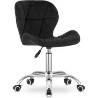 Home Collective Drehstuhl Schreibtischstuhl mit pneumatischer Verstellung (Perfekt für Kinderzimmer, Home Office und Studio), Samt mit Chromfuß und Gummirädern - Samt schwarz