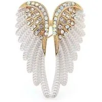 Dark-Desires Brosche Brosche Engelsflügel weiss-gold, Damen Brosche vintage Accesssoire retro Anstecknadel