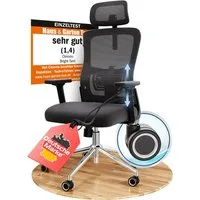 CLOUVOU Bürostuhl Ergonomisch, Schreibtischstuhl bis 150 kg - Testsieger (BrightSeat - Chefsessel für Arbeitszimmer, 2D Armlehne), Blade Wheels, Homeoffice, Gaming Stuhl, Drehstuhl