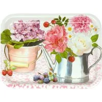 Lashuma Tablett Pfingstrose, (1-tlg), Teetablett Kunststoff mit farbenfrohen Blumen Motiv 31x23 cm