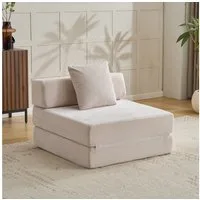 Vankel Sofa Sofas Wohnzimmer, Sessel mit Schlaffunktion aus Cord faltbar, 1-Sitzer Schlafsessel, platzsparend, bequem und ohne Montage